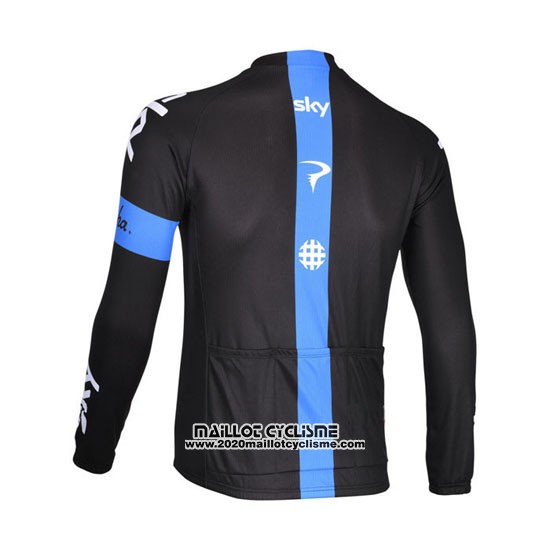 2013 Maillot Ciclismo Sky Bleu et Noir Manches Longues et Cuissard
